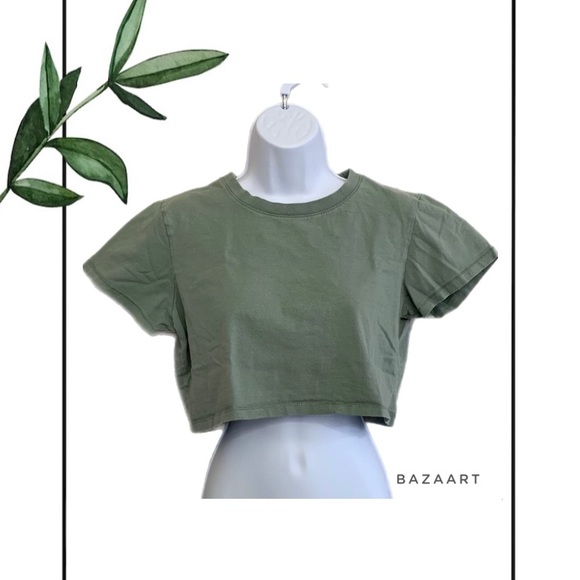 Cotton On Tops - Cotton on The Baby Tee Sage Green Cropped Tee